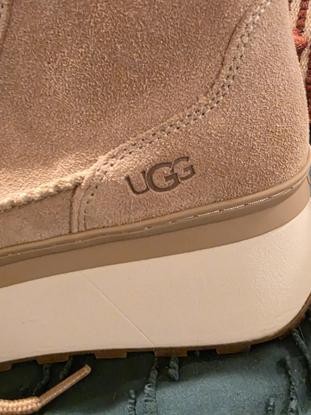 UGG Marin Tan Suede Lace-Up Platform Ankle Boots - Picture 2 of 9